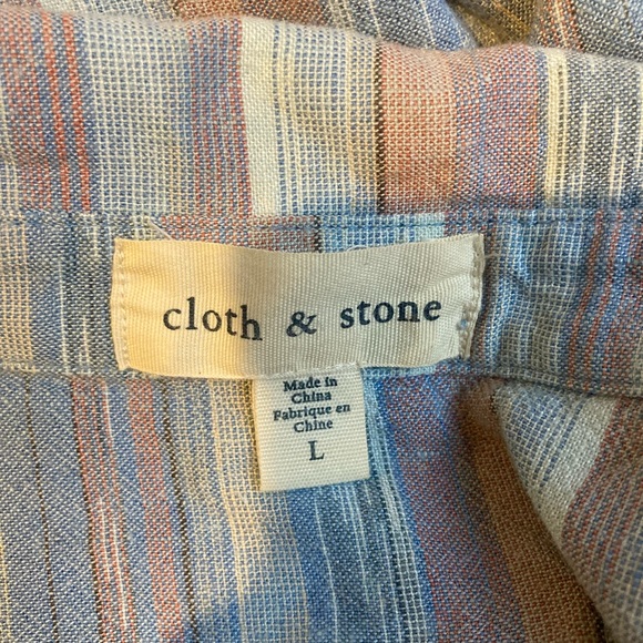 Anthropologie Cloth & Stone Raw-Hem Shirtdress in Blue Stripe - Picture 11 of 14